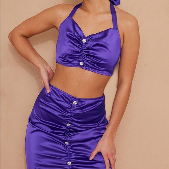 PrettyLittleThing Dresses & Skirts - Petite Purple Embellished Detail Halterneck Bodycon
Dress Retails 68$ HPx4
